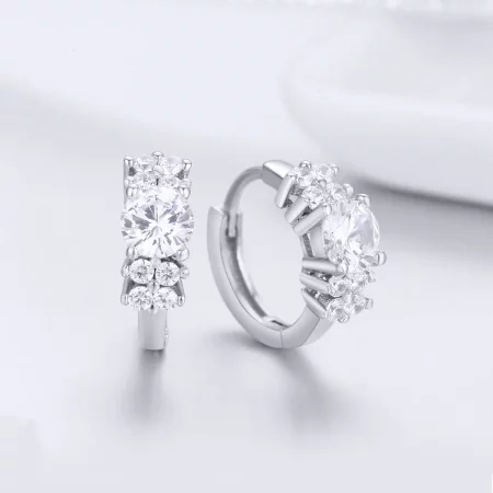 Pandora Style Silver Romantic Shine Hoop Earrings - SCE485