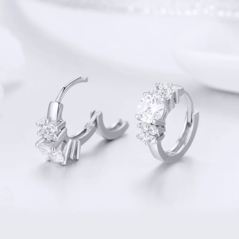 (image for) Pandora Style Silver Romantic Shine Hoop Earrings - SCE485 - View 6
