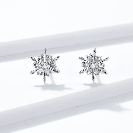 Pandora Style Silver Romantic Snowflakes Stud Earrings - BSE424