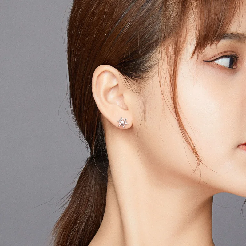 (image for) Pandora Style Silver Romantic Snowflakes Stud Earrings - BSE424 - View 6