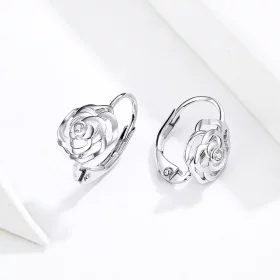 Pandora Style Silver Rose Hoop Earrings - SCE745 Pandora Style Silver Rose Hoop Earrings - SCE745