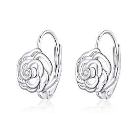 Pandora Style Silver Rose Hoop Earrings - SCE745 Pandora Style Silver Rose Hoop Earrings - SCE745