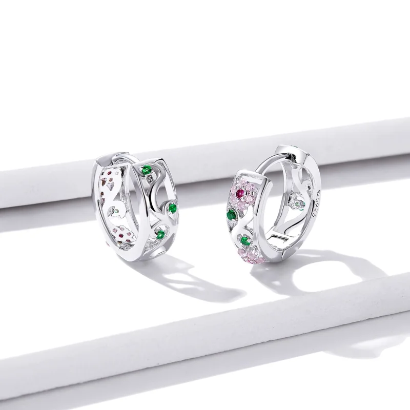 (image for) Pandora Style Silver Secret Garden Hoop Earrings - BSE403 - View 4