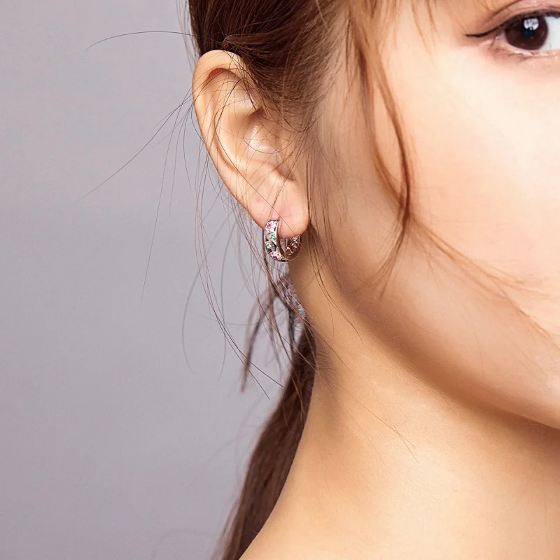 (image for) Pandora Style Silver Secret Garden Hoop Earrings - BSE403 - View 7