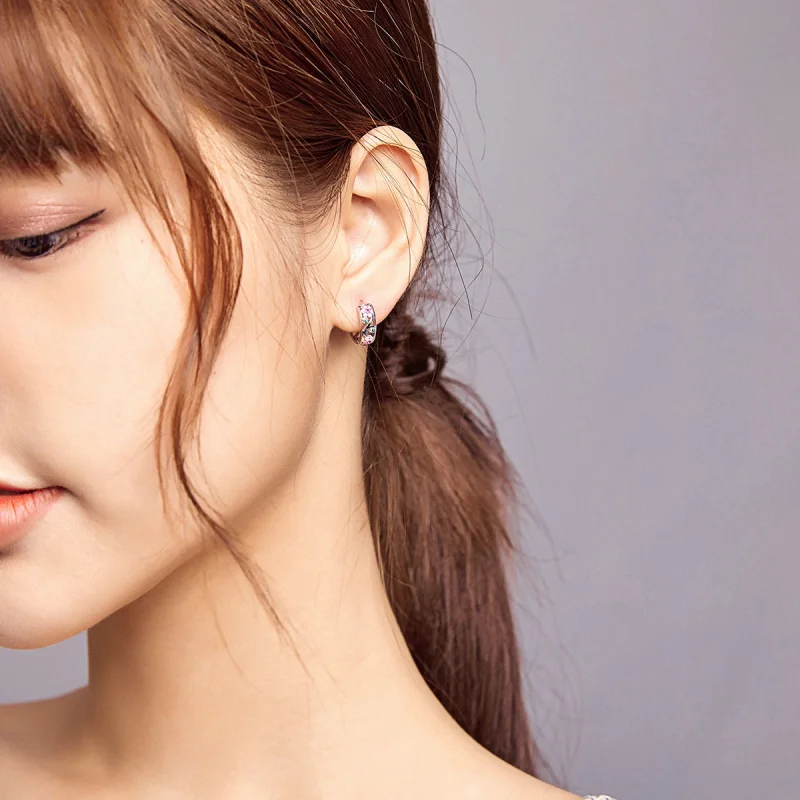 (image for) Pandora Style Silver Secret Garden Hoop Earrings - BSE403 - View 8