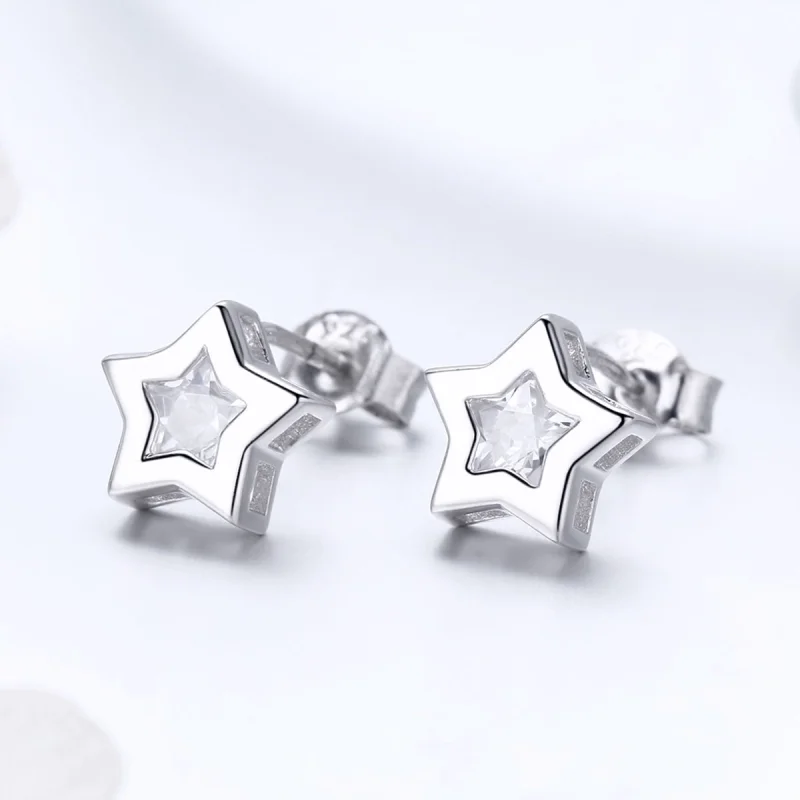 (image for) Pandora Style Silver Secret of Stars Stud Earrings - SCE437 - View 4