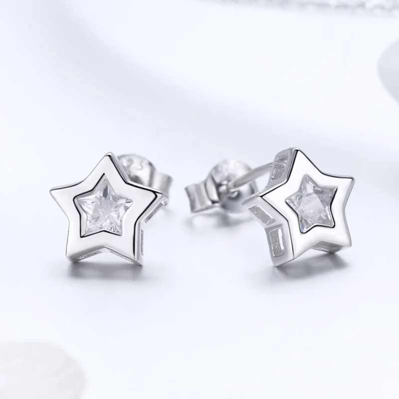 (image for) Pandora Style Silver Secret of Stars Stud Earrings - SCE437 - View 5