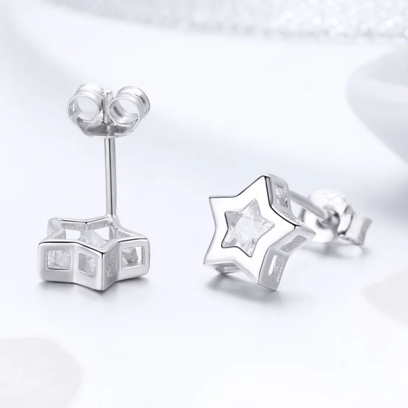 (image for) Pandora Style Silver Secret of Stars Stud Earrings - SCE437 - View 6