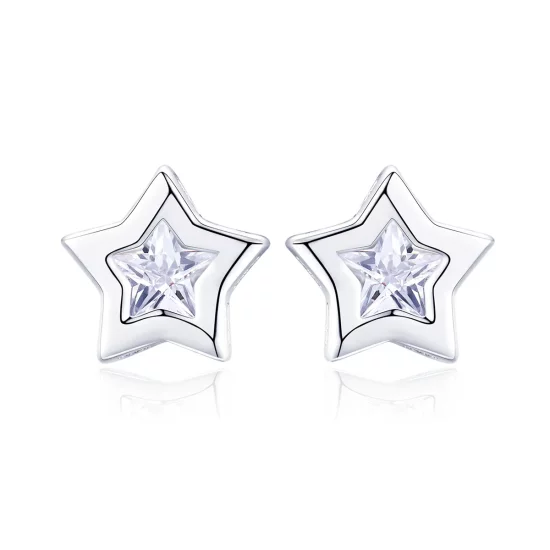 Pandora Style Silver Secret of Stars Stud Earrings - SCE437