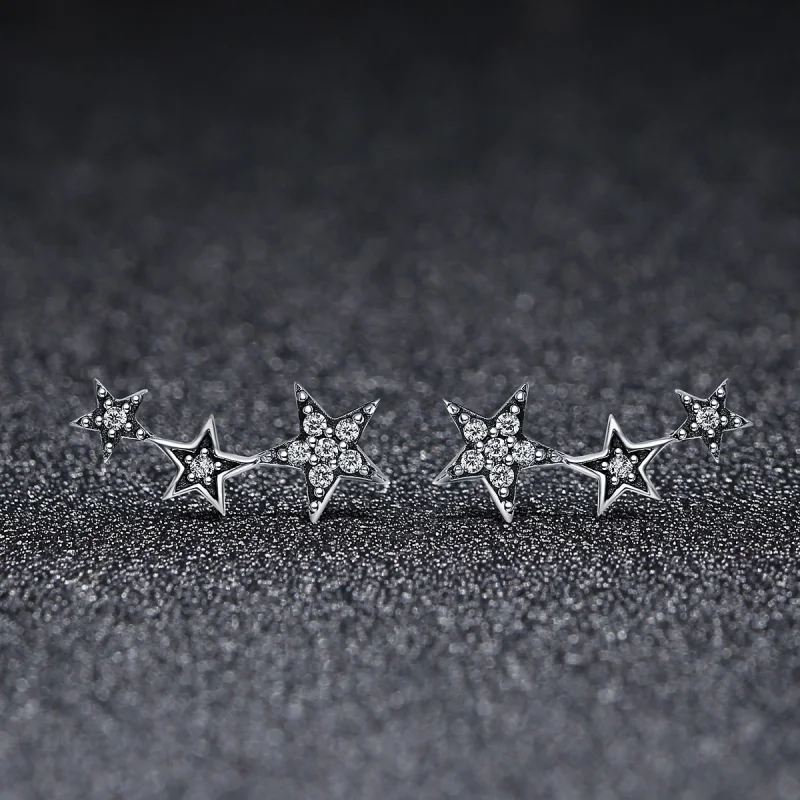 (image for) Pandora Style Silver Secrets of Stars Stud Earrings - SCE175 - View 4