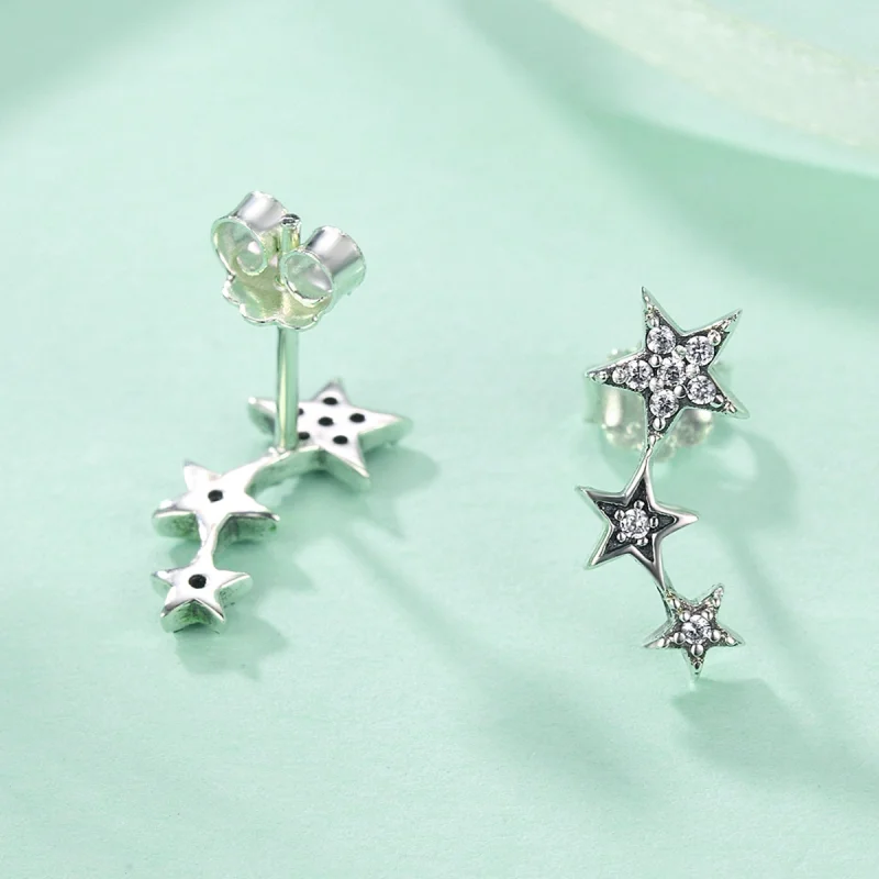 (image for) Pandora Style Silver Secrets of Stars Stud Earrings - SCE175 - View 6