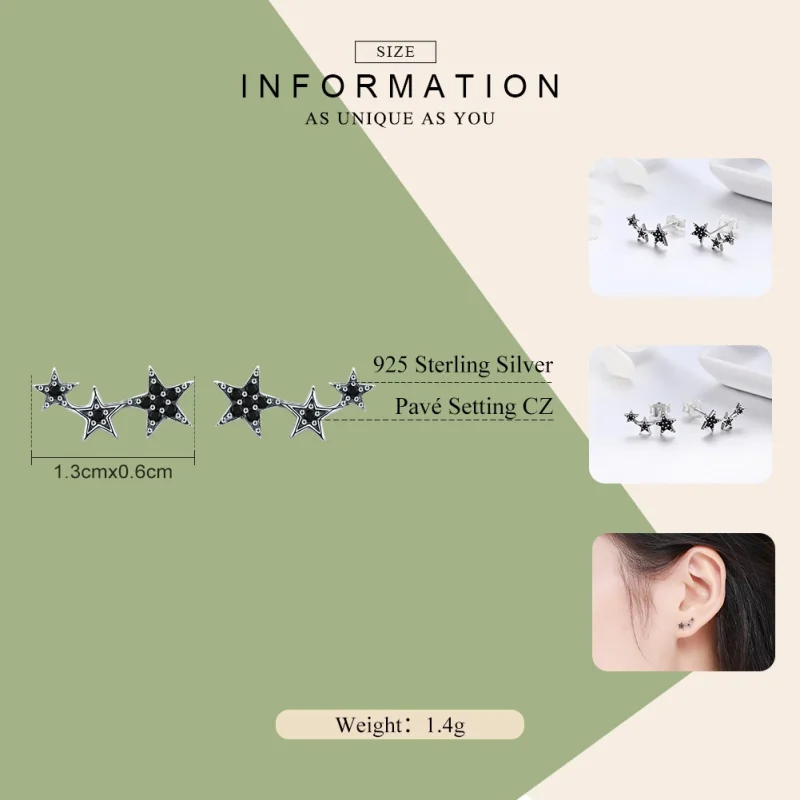 (image for) Pandora Style Silver Secrets of Stars Stud Earrings - SCE292 - View 4