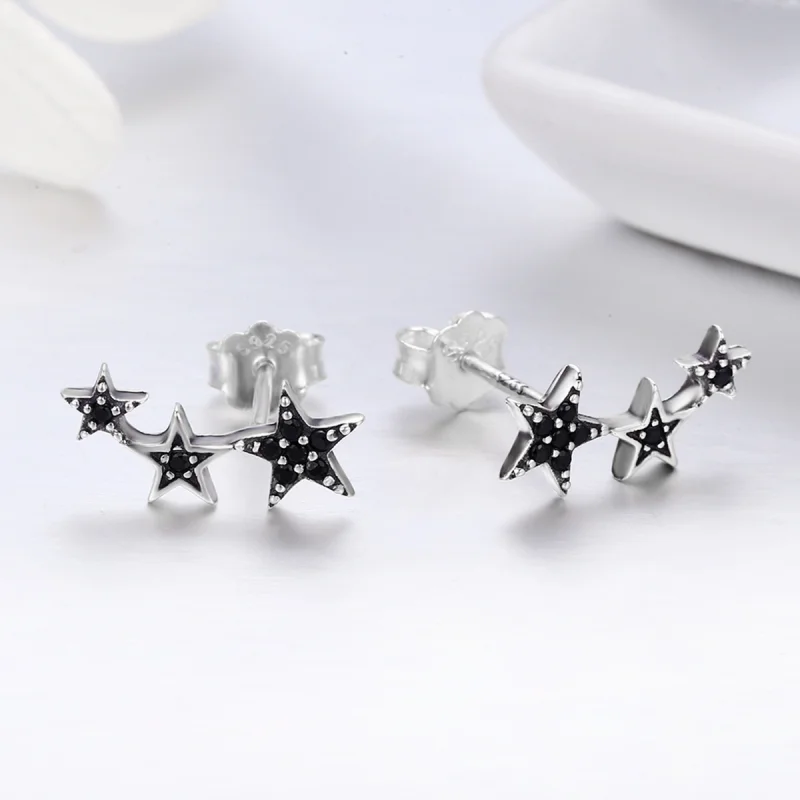(image for) Pandora Style Silver Secrets of Stars Stud Earrings - SCE292 - View 5