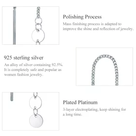 Pandora Style Silver Sequins Hanging Earrings - SCE687 Pandora Style Silver Sequins Hanging Earrings - SCE687