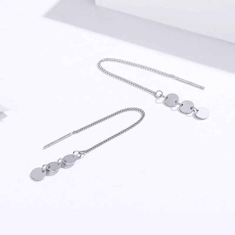 (image for) Pandora Style Silver Sequins Hanging Earrings - SCE687 - View 3