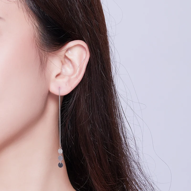 (image for) Pandora Style Silver Sequins Hanging Earrings - SCE687 - View 6