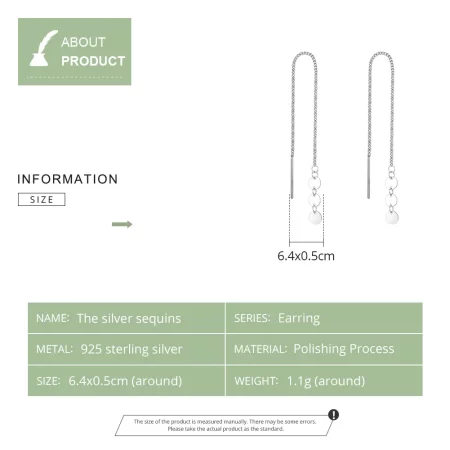 Pandora Style Silver Sequins Hanging Earrings - SCE687