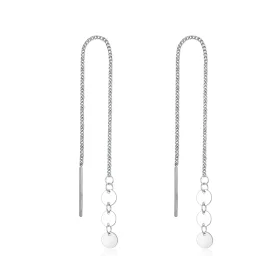 Pandora Style Silver Sequins Hanging Earrings - SCE687 Pandora Style Silver Sequins Hanging Earrings - SCE687