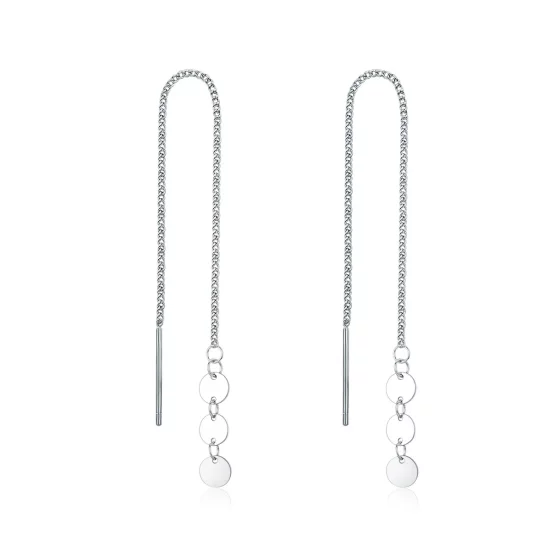 Pandora Style Silver Sequins Hanging Earrings - SCE687