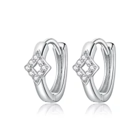 Pandora Style Silver Shining Diamond Hoop Earrings - SCE1048