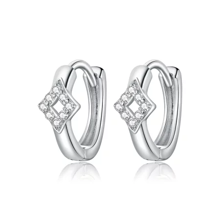 Pandora Style Silver Shining Diamond Hoop Earrings - SCE1048