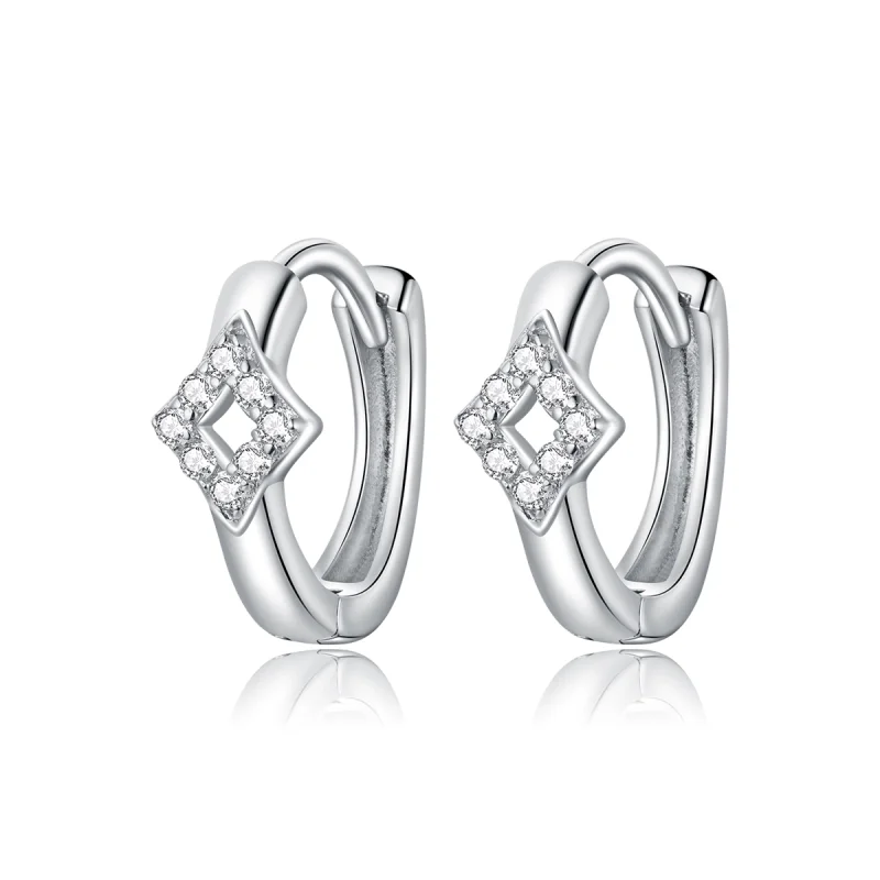 (image for) Pandora Style Silver Shining Diamond Hoop Earrings - SCE1048 - Product Image