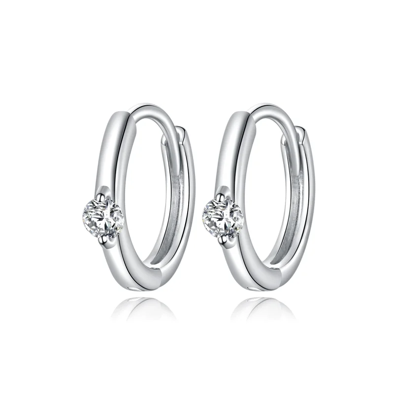 (image for) Pandora Style Silver Shining Diamond Hoop Earrings - SCE1050-A - Product Image