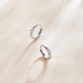 Pandora Style Silver Shining Diamond Hoop Earrings - SCE1050-A Pandora Style Silver Shining Diamond Hoop Earrings - SCE1050-A