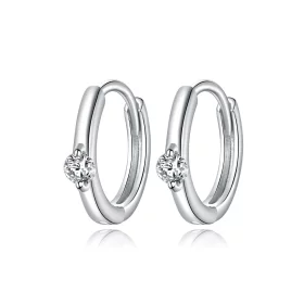 Pandora Style Silver Shining Diamond Hoop Earrings - SCE1050-A Pandora Style Silver Shining Diamond Hoop Earrings - SCE1050-A