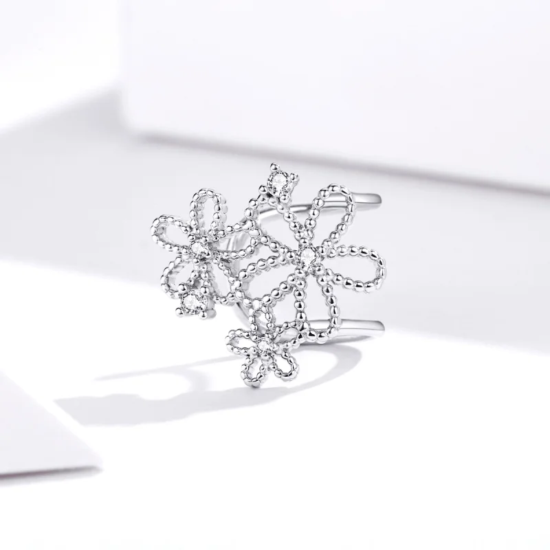 (image for) Pandora Style Silver Shining Flowers Stud Earrings - SCE921 - View 4