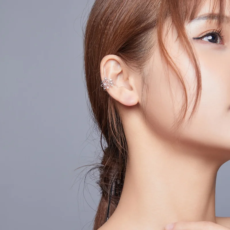 (image for) Pandora Style Silver Shining Flowers Stud Earrings - SCE921 - View 6