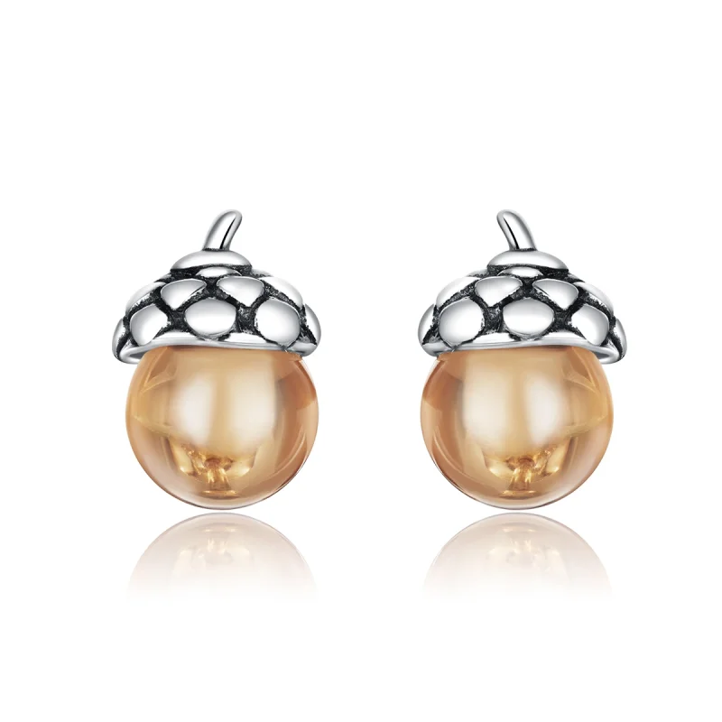 (image for) Pandora Style Silver Shining Fruit of The Oak Tree Stud Earrings - SCE935 - Product Image