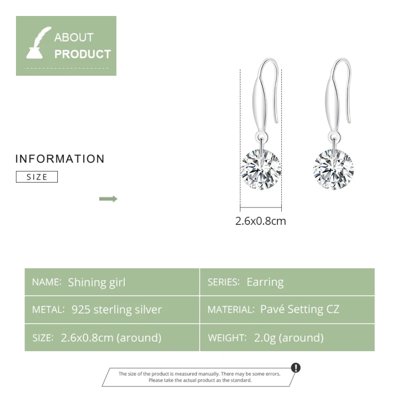 (image for) Pandora Style Silver Shining Girl Dangle Earrings - BSE212 - View 3