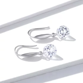 Pandora Style Silver Shining Girl Dangle Earrings - BSE212 Pandora Style Silver Shining Girl Dangle Earrings - BSE212