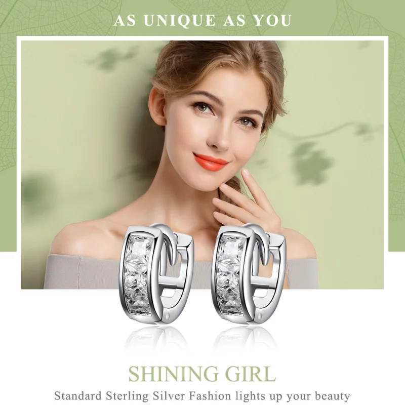 (image for) Pandora Style Silver Shining Girl Hoop Earrings - SCE515 - View 2