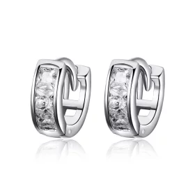 Pandora Style Silver Shining Girl Hoop Earrings - SCE515 Pandora Style Silver Shining Girl Hoop Earrings - SCE515