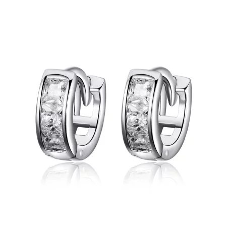 Pandora Style Silver Shining Girl Hoop Earrings - SCE515