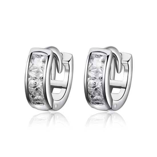 Pandora Style Silver Shining Girl Hoop Earrings - SCE515