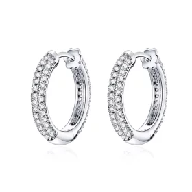 Pandora Style Silver Shining Hoop Earrings - BSE300 Pandora Style Silver Shining Hoop Earrings - BSE300