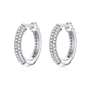 (image for) Pandora Style Silver Shining Hoop Earrings - BSE300