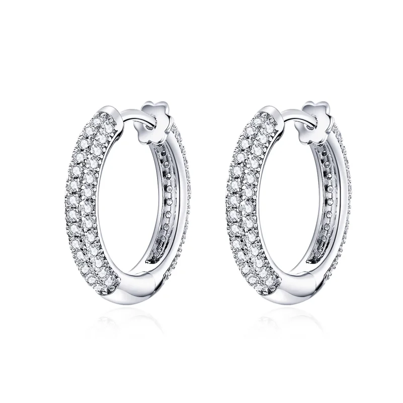 (image for) Pandora Style Silver Shining Hoop Earrings - BSE300 - Product Image