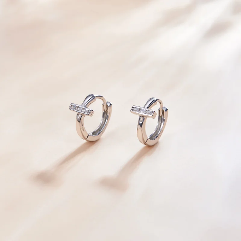 (image for) Pandora Style Silver Shining Hoop Earrings - SCE1041 - View 4