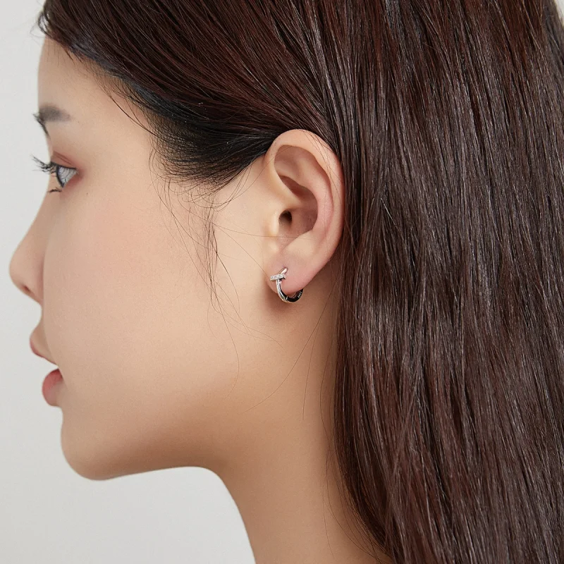 (image for) Pandora Style Silver Shining Hoop Earrings - SCE1041 - View 6