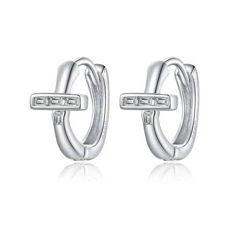 Pandora Style Silver Shining Hoop Earrings - SCE1041