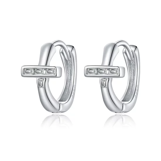 Pandora Style Silver Shining Hoop Earrings - SCE1041