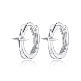 Pandora Style Silver Shining Star Hoop Earrings - SCE1045 Pandora Style Silver Shining Star Hoop Earrings - SCE1045