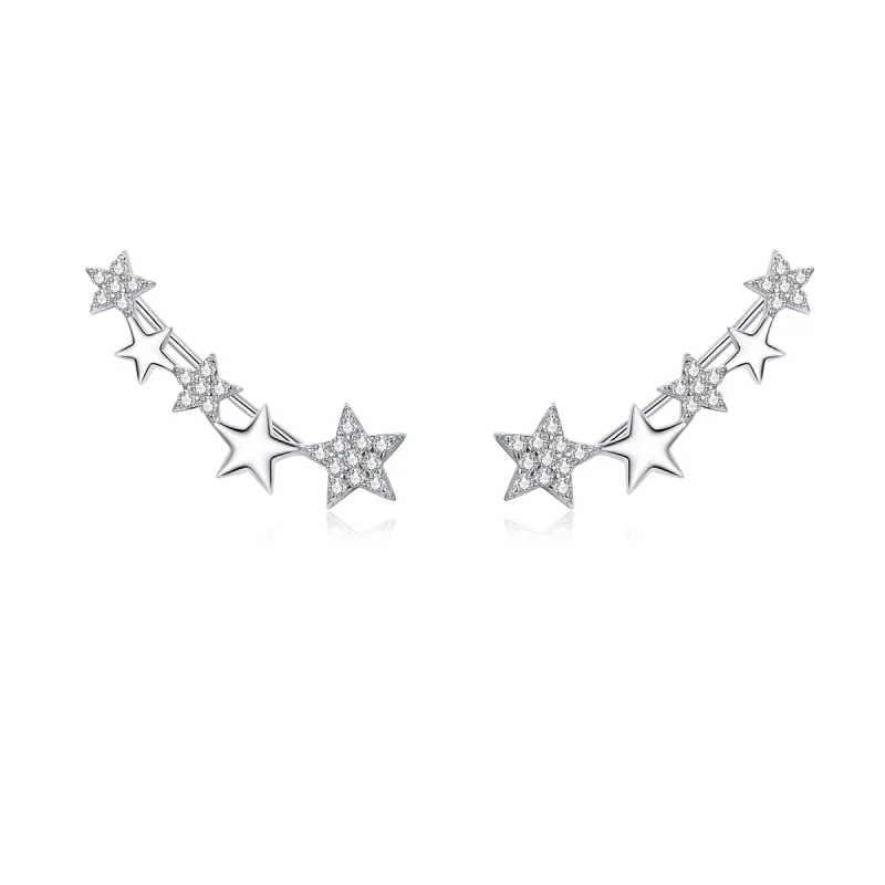 (image for) Pandora Style Silver Shining Stars Stud Earrings - BSE351 - Product Image