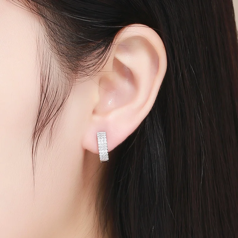 (image for) Pandora Style Silver Shining Time Hoop Earrings - SCE560 - View 5