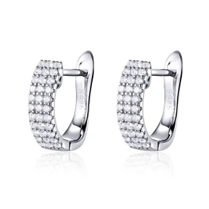 (image for) Pandora Style Silver Shining Time Hoop Earrings - SCE560