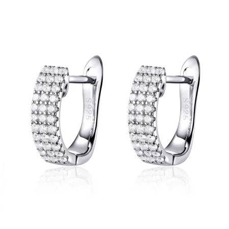 Pandora Style Silver Shining Time Hoop Earrings - SCE560